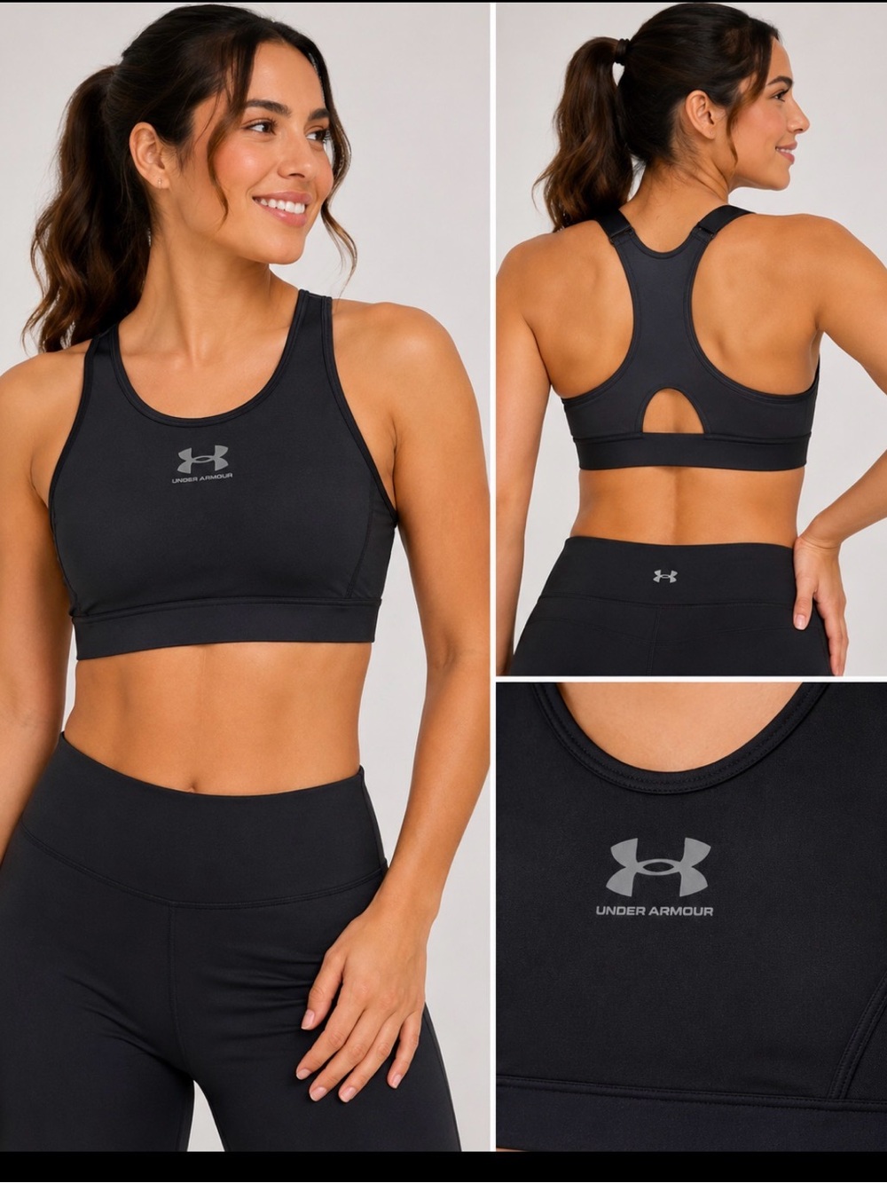 Under Armour Black High Support Sports Bra Adjustable Straps Size Large NWT